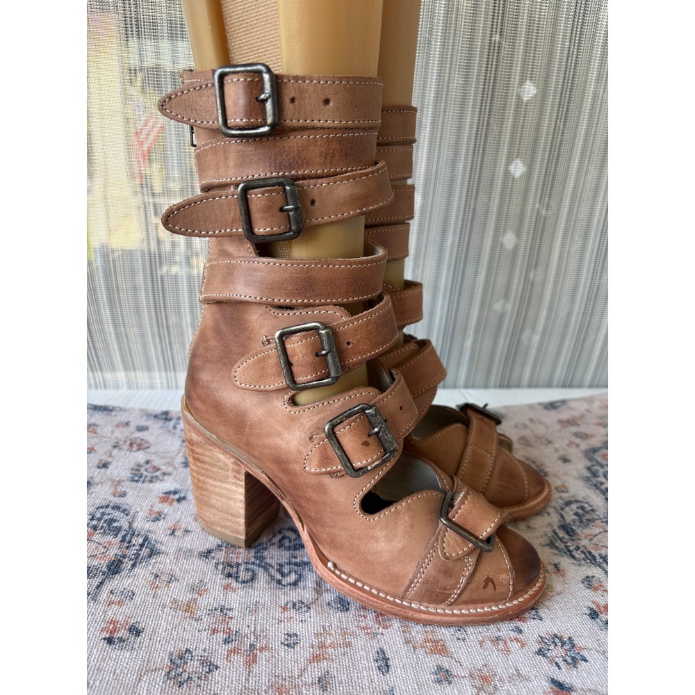 Freebird by Steven Bond Cognac Leather Multi Strap Gladiator Sandal Boots Size 8